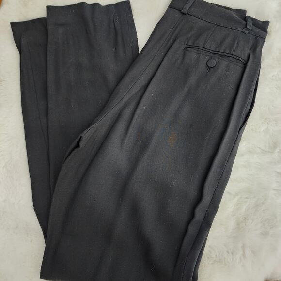 Emporio Armani Black Wool Blend High Waisted Relaxed Fit Trousers | 4 (40) - Picture 8 of 9